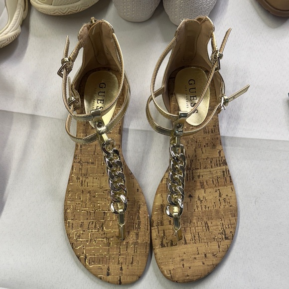 Guess Shoes - GUESS Cork Sandals with Silver Chain Accent